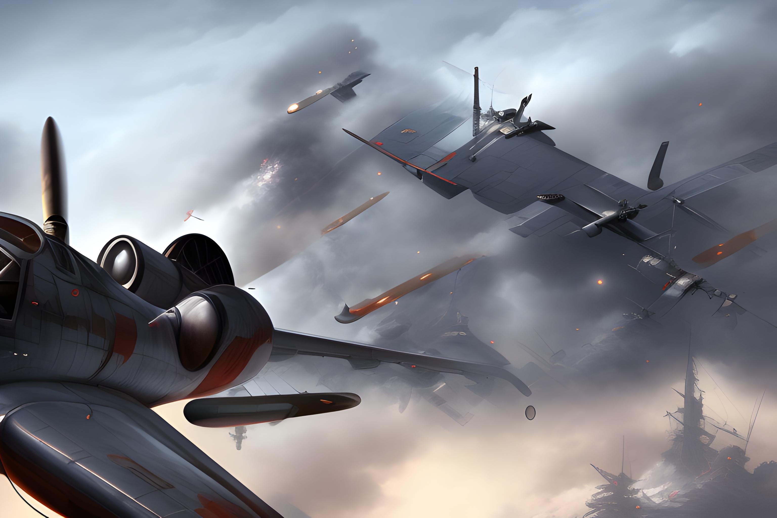 avion de chasse japonais style seconde guerre mondiale mais dans un style steampunk

